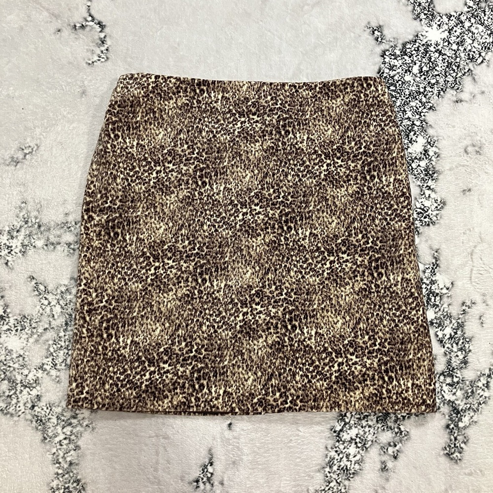 Talbots Petites Leopard Print Skirt Womens Size 14P Brown Animal Print Career